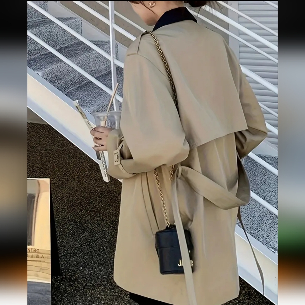 Limited Edition Women'S Beige Trench Coat - Stylish Mid-Length Outerwear - Picture 2 of 4